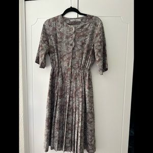 1970s Vintage Japanese Purple Floral Dress